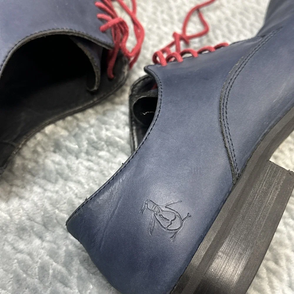 Penguin Bryan by Munsingwear Shoes Men's‎ 8 Blue Leather Oxford Red Laces Dress
